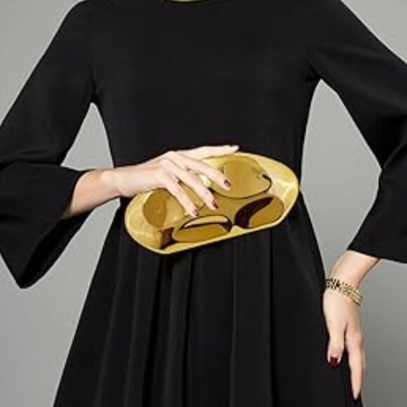 Neiman Marcus Gold Geometric Acrylic Clutch with Removable Chain